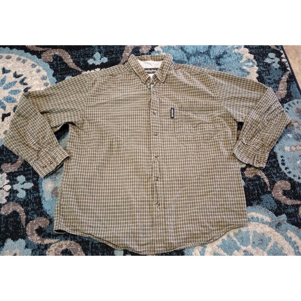 REMINGTON Mens Heavyweight Cotton Button Down Long Sleeve Size XL Plaid WorkWear